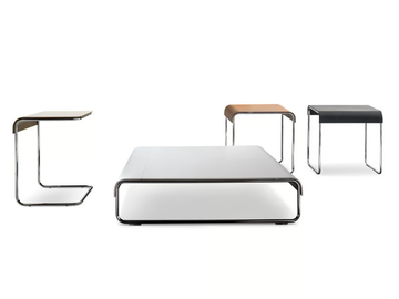 ADD_LOOK - Tanned leather and steel high side table by i 4 Mariani - view 3